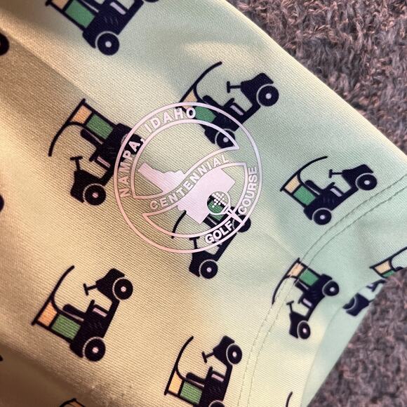 Elliott Collection Polo Shirt Mens XL Golf Cart Print Mint Green Performance - Picture 4 of 7